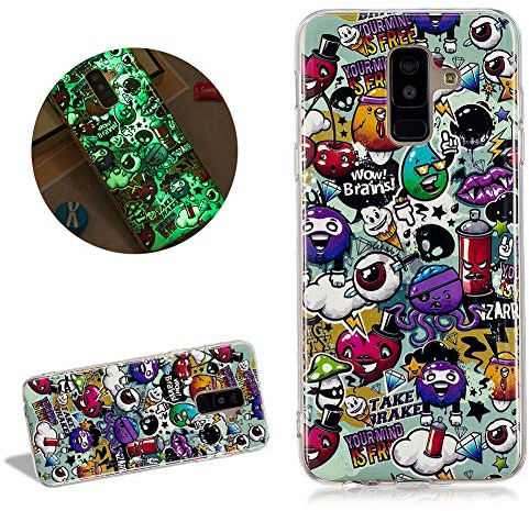 DasKAn Luminosa Custodia per Huawei Mate 20 Lite,Fluorescente Colorato Pittura Nottilucente Glow in Dark Cover Antiurto Flessibile TPU Silicone Custodia Protettiva per Huawei Mate 20 Lite,Graffiti
