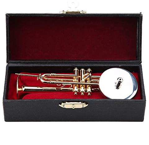 Trompete vergoldet Instrument Ornament mit Fall, für oder Musiker Freunde