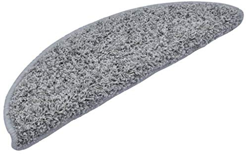 vidaXL 15x Treppenmatte Stufenmatte Stufenschoner Treppenschoner Treppenteppich Treppenschutz Matte Matten Teppich Halbrund rutschfest Grau 56x17x3 cm