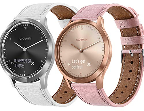 RuenTech Pulsera compatible con Garmin Vivomove 3 / Vivomove Style/Vivomove Luxe/Venu Smartwatch Pulseras de repuesto de cuero 20 mm (2-A Color)