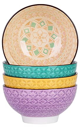 vancasso, Série TULIP, Assiette Creuses en Céramique, Assiette à Soupe Saladier, 4 Pièces- 700 ML