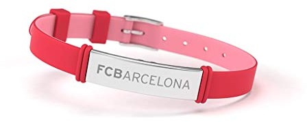 Armband Fußball Club Barcelona Fashion Rot Koralle verstellbar für Herren, Damen und Kinder,Barça Armband aus Silikon und Edelstahl,Unterstützung des FC Barcelona mit einem offiziellen Produkt,FCB