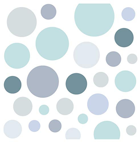 Little Deco Wandsticker 86 Punkte Kinderzimmer Junge Kreise | Mint grau blau | viele Farben Wandtattoo Klebepunkte Wandaufkleber Dots bunt DL390