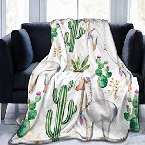 Chickw1 Flanelldecke Kuscheldecke, Super Soft Weiche 3D Drucken Wohndecke Warm Flauschige Decke TV-Decke Mikrofaserdecke Sofadecke oder Bettüberwurf Tagesdecke (150x220cm,Tropischer Kaktus)