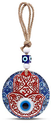 MYSTIC JEWELS Hamsa Hand der Fatima aus Glas mit türkischem Auge für Glück zu Hause (Modell 1)