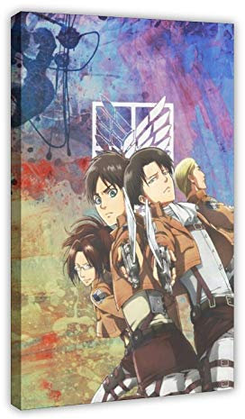 Leinwandposter Anime Attack on Titan Levi 19, für Schlafzimmer, Dekoration, Sport, Landschaft, Büro, Raumdekoration, Geschenk, 60 x 90 cm, Rahmen