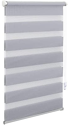 OBdeco Doppelrollo Duo Rollo Klemmfix ohne Bohren B80cm x H130cm(Stoffbreite 76 cm) Hellgrau für Fenster lichtdurchlässig und verdunkelnd