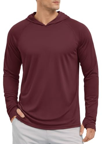 KEFITEVD Men's Hoodie Lightweight Summer Tops Sun Protection Long Sleeve Hoodies UPF 50+ Outdoor Breathable Swim Shirts