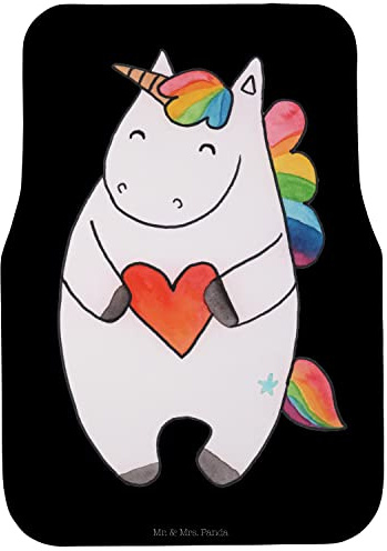 Mr. & Mrs. Panda Automatte Einhorn Herz - Geschenk, Fußmatte Auto, Unicorn, Fürs, Freundin, Einhörner, Fahrerseite, Autoteppich, Lustig