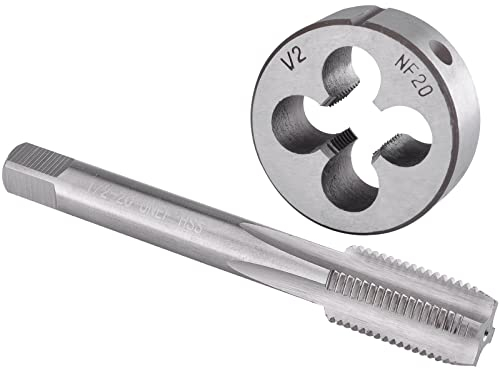 Burkit 1/2 Zoll-20 UNF Gewindebohrer und Schneideisen Set Rechtshänder, 1/2 x 20 UNF Maschinengewindebohrer und runde Schneideisen