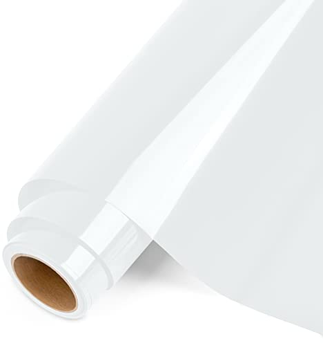 IModeur 12 Ft Plotterfolie Textil weiß – 30,5 x 366 cm Flexfolie Plotter Textil weiß für Cricut Maker, Silhouette Cameo, Textilfolie Plotter weiß für Kleidung, Mützen, Hosen, andere Stoffe