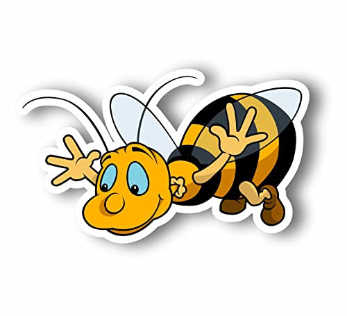 AMA SHOP Konturaufkleber Biene Cartoon | Aufkleber für Helm, Motorrad, Wohnmobil, Boot | AutoTuning