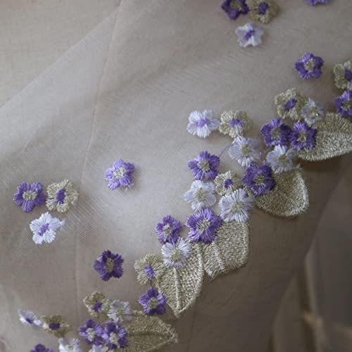 yard ricamo prugna fiore pizzo patch patch per abbigliamento applicazioni floreali dorate pizzo rifilatura vestiti fai da te accessori-18 cm di larghezza viola 007