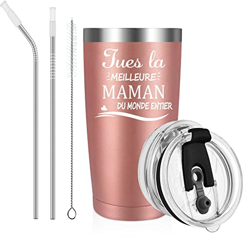 Livole Cadeau pour Maman, Mere, Mère Pas Cher, Mug Fete des Meres, Cadeau Anniversaire Maman, Tu es La Meilleure Maman Du Monde Entier, 20oz Tasse à Café, 600 Mug Thermos Isotherme Cafe