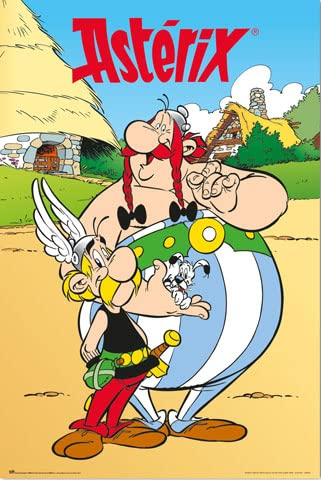 empireposter Asterix und Obelix - Gallisches Dorf - Poster Druck 61x91,5 cm + 2 St Posterleisten Alu 63 cm