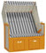 Hommdiy Strandkorb mit Dach Sonnenschirm Poly Rattan und Massivholz Weiß & Grau, 115 x 55 x 133/151/156 cm (L x B x H)