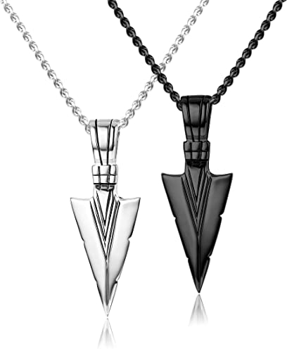 Diamday 2 Stück Edelstahl Anhänger Halskette für Herren - Jackenzähne Oder Wolfszahn Set Kette (Die Kette Oder Die Schnur)-A