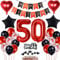 50 Geburtstag Deko Schwarzes Rot, Tortendeko 50. Geburtstag Dekoration Frau, Luftballon 50 Rot Schwarz Mann, Geburtstagsdeko 50 Jahr Frau, Tortendeko 50 Jahre