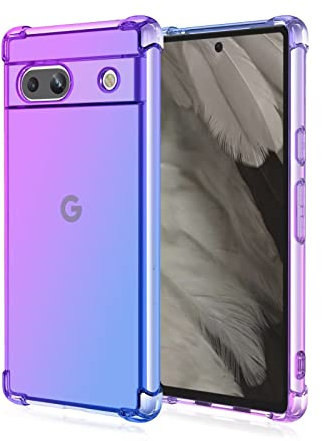 EASSGU Coque pour Google Pixel 7A (6.1 inches), Housse de Protection de Couleur Dégradée Transparente, Étui de Téléphone Anti-Chute et Anti-Rayures - Bleu Violet