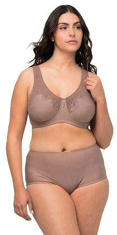 Ulla Popken Damen Entlastungs-BH, ohne Bügel, Strassanhänger, Cup C - G BRA, taupe, 100G