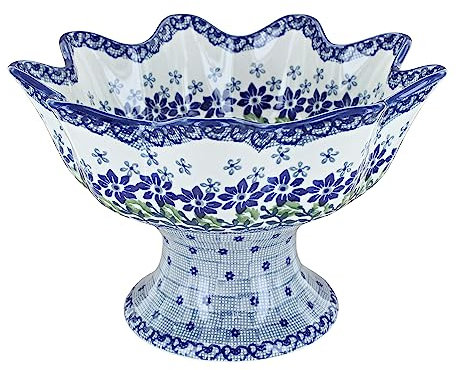 Blue Rose Polish Pottery Halsey Pedestal Fruit Bowl
