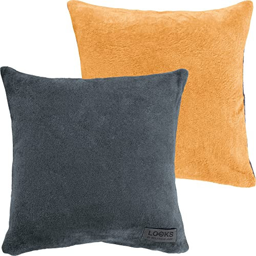 Looks by Wolfgang Joop Wendekissenhülle dunkelgrau/gelb Größe 50x50 cm