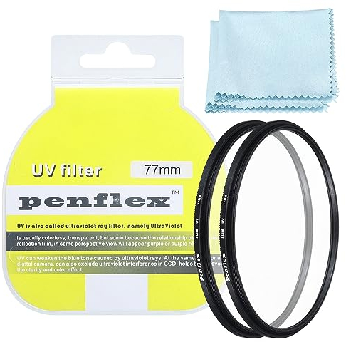 PATIKIL 77mm Filtro, 2 Pz Protezione Filtro SLIM Protezione-UV Fotocamera Obiettivo Filtro Alluminio Ottica Fotocamera Accessori Cristallo Chiaro Fotografie per77mm 30mm Lenti