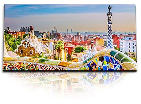 Paul Sinus Kunstdruck Bilder 120x60cm Barcelona Spanien Hundertwasser Farbenfroh Bunt