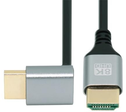 xiwai Cavo HDTV ultra sottile 8K HDMI 2.1 da 1 m, 4K, ultra flessibile, sottile, ad angolo di 90 gradi, da maschio a maschio, per computer, HDTV, proiettore, Home Theatre