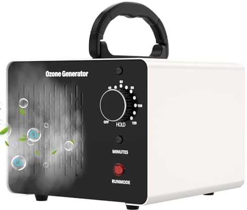 Kasakily Generador de Ozono Hogar 28,000mg/H, Profesional Máquina de Ozono Para Coche Desinfectador de Ozono Purificador Ozono de Aire con Temporizador, Eliminación de Olor y Desinfección