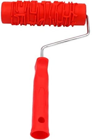 Rouleau de peinture à motifs en relief assortis avec poignée en plastique 4, rouge, style 3