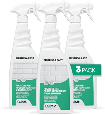 CAMP PULIFUGA Fast, Detergente fughe pronto all'uso, Per piastrelle, pavimenti e rivestimenti, 3x750ml