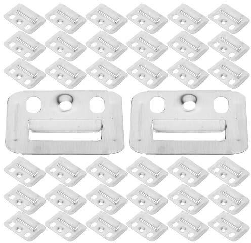 HEMOTON 100 Stück Wandschnalle, ineinandergreifende Hängehalterung, Couch-Clips, Wandpaneelbefestigungen, Möbelbefestigungen, Aufhänger, Wandpaneel-Clips, Wandmontage-Clips, Edelstahl, silberfarbener
