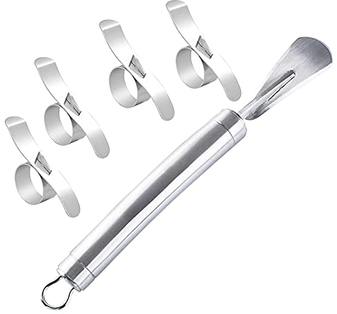 Tlily Outil éPlucheur Orange, 5 PièCes SéRies éPlucheur D'Agrumes éPlucheur de Fruits, Outil éPlucheur Orange en Acier Inoxydable Trancheuse Orange IncurvéE