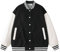 Unisex Varsity Jacke, Patchwork-Knopf, Lederärmel, Sportmantel, Damen, Herren, Team-Baseball-Jacke, Schwarz , XXXL