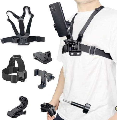 JAMUILS Chest Phone Camera Harness and Backpack Shoulder Strap Mount, Head Strap Action Camera, Phone Filming Accessories, Compatible with GoPro DJI OSMO Insta360 iPhone 13 Samsung Pixel