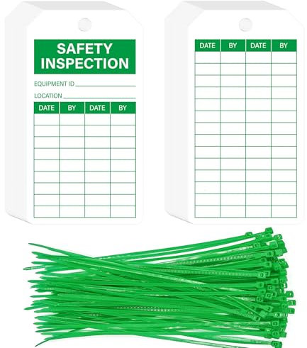 YHNTGB 90Sets Safety Inspection Tags with Adjustable Wire Ties Accident Prevention tag Inspection Record tag for Inventory Scaffolds Ladders Fire Extinguisher Machinery 5.51 x 3inch