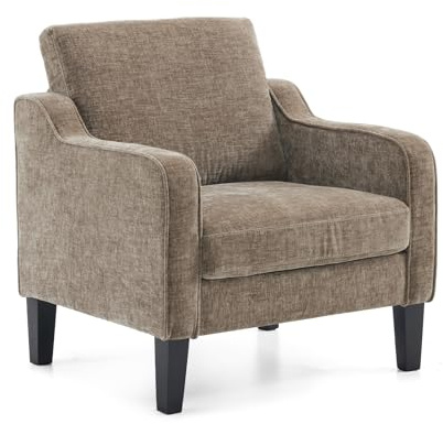 VINGLI Accent Chair for Living Room Chairs Light Brown Reading Chair for Bedroom Scooped Arm Chair Mid Century Modern Accent Chairs Upholstered Comfy Chair for Apartment, Waiting Room