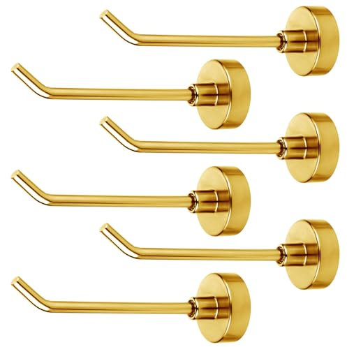 XIHIRCD 6St Magnethaken, 0,77kg 7cm Lang Robuste Magnethaken Stark Magnetische Haken Kreuzfahrt Wandhaken Magnetische Aufhänger für Kreuzfahrtschiff Garage Küche(Gold)
