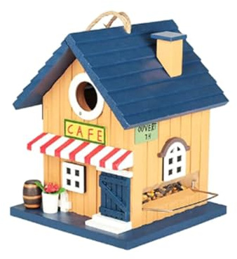 Grendly 2IN1 Cafe Blue-Vogelhaus und Vogelfutterstation 2 Optionen Eingangsgröße für Blaumeisen Spatzen und Finken