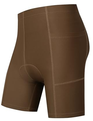 Kids Padded Cycling Bike Shorts with Padding Boys Girls Mountain Biking Shorts with Pockets Coffee