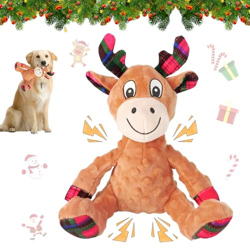 Giugio Hundespielzeug Weihnachten, Quietschendes Weihnachten Hundespielzeug, Quietschendes Weihnachten Rentiere, Interaktives Hundespielzeug Hunde für Kleine, Mittelgroße und Große Welpen (A)