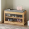 YOURLITE Bamboo Shoe Storage Bench with Seat Cushion, 2-Shelf Shoe Rack, Acrylic Doors, Hidden Compartment, Hallway & Bedroom/Living Room Organizer