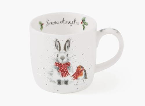 Royal Worcester Wrendale Deigns Snow Angel 0,3 Liter Tasse Hase und Rotkehlchen