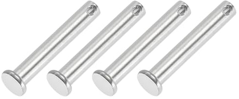 PATIKIL 4 Stück 50mm Lange Steckbolzen 8mm Durch. Flachkopf Edelstahl Bolzen mit Loch 3,2mm Durch. Einlocher Sicherungsbolzen für Industrie Maschinenbau Anhänger Scharnier Möbel, Silber
