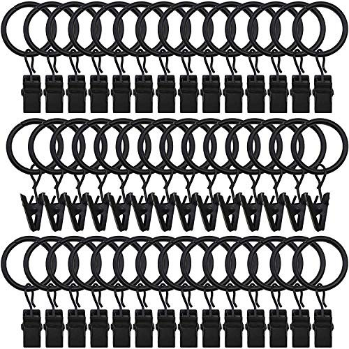 Sessleger 42 Packungen mit Ringen, mit Klammern, Deko-Vorhänge, Rost, Retro, 2,5 cm, Innendurchmesser, Schwarz