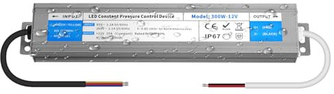 YOODI 12V Alimentatore 300W 25A Driver LED IP67 Impermeabile Trasformatore AC 220V a DC 12V Ultra Fino Senza Sfarfallio Adattatore Power Supply per Strisce Lampada Faretti LED