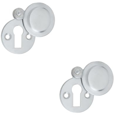 2 Pack Satin Chrome Round Covered Escutcheon 32mm for Elegant Interiors - Key Hole Cover