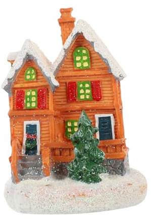 MAGICLULU Weihnachtshausbeleuchtung Häuser Weihnachtsdekoration Weihnachtsleiter-Lichterkette weihnachtshaus beleuchtet weihnachtshaus+beleuchtet Weihnachtsschmuck Mini-Landschaftsdekor Harz