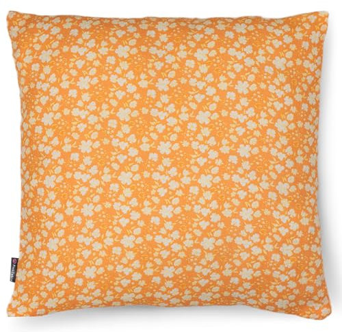 PinkZebra Bio-Musselin Kissenbezug 80 x 80 cm für Kinder & Erwachsene, weicher, Kopfkissenbezug GOTS-Zertifizierung, Made in EU, Kissenhülle mit Reißverschluss, Blumen Orange